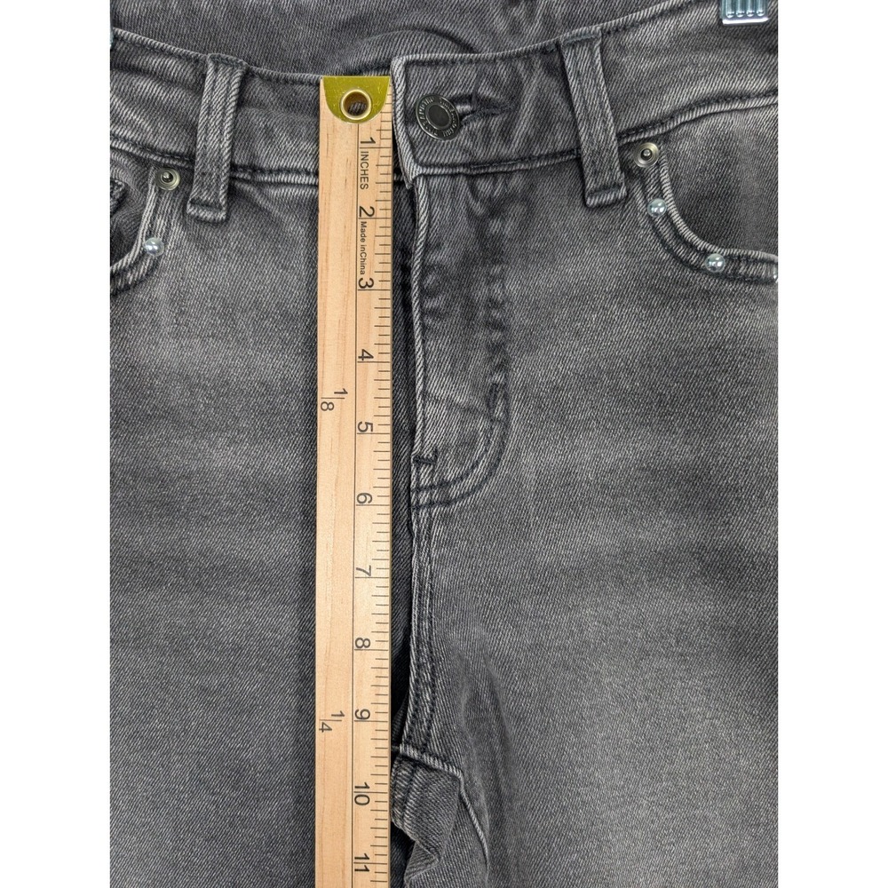 Time and Tru Straight Leg Jeans Women 6 Black Studded Embellished Raw Hem Edgy - Picture 10 of 11